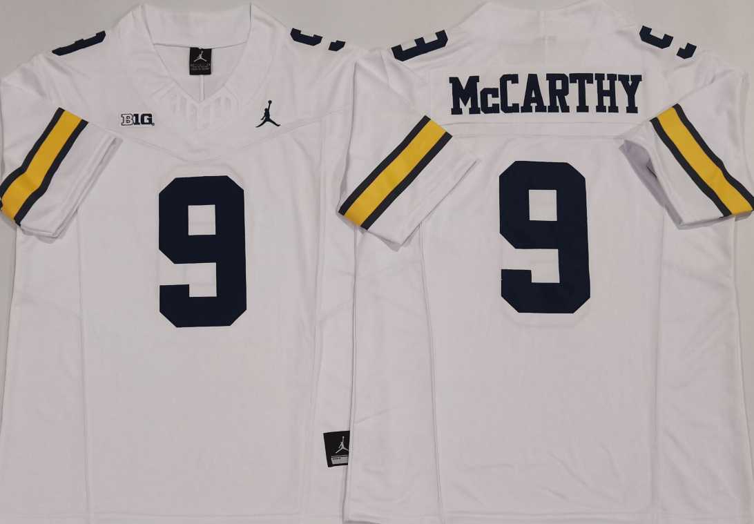 Mens Michigan Wolverines #9 J.J. McCarthy White 2024 F.U.S.E. Stitched Jersey